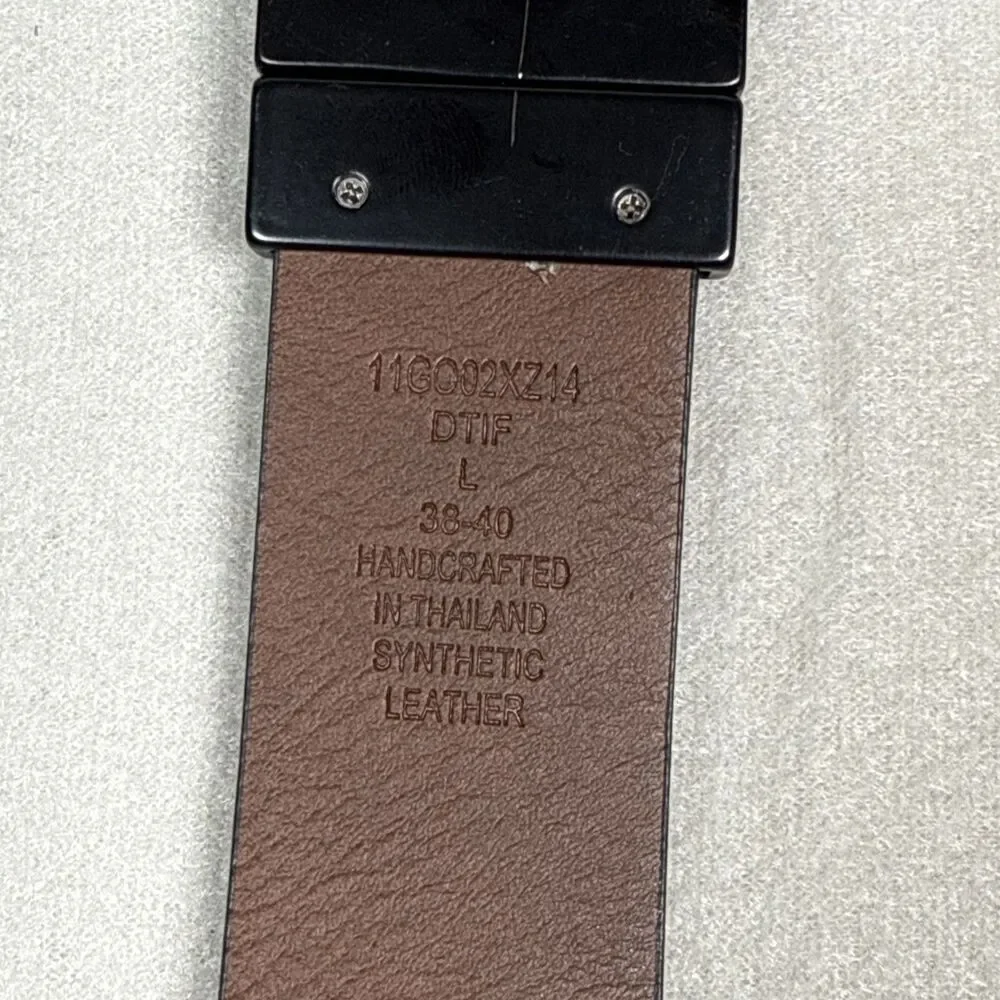 Guess Reversible Belt Black Brown Mens Sz L 38-40 Faux Leather 1 3/8